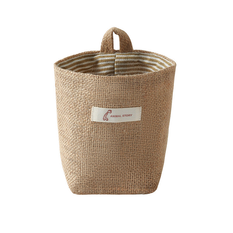 Stylish cotton-linen storage pouch on door